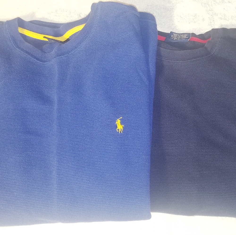 2 POLO Ralph Lauren Long Sleeve Waffle Shirts (M)